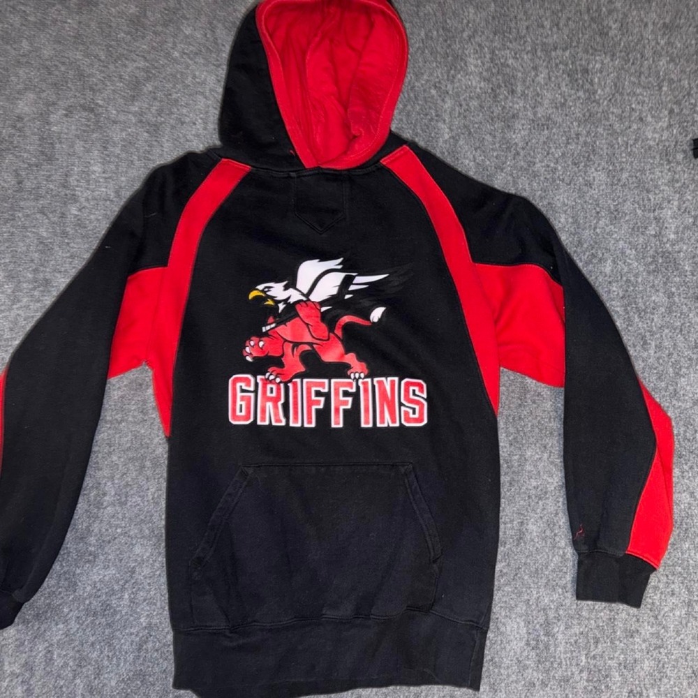 Grand Rapids Griffins Hockey Hoodie Youth Medium  Black Red Pullover Sweatshirt
